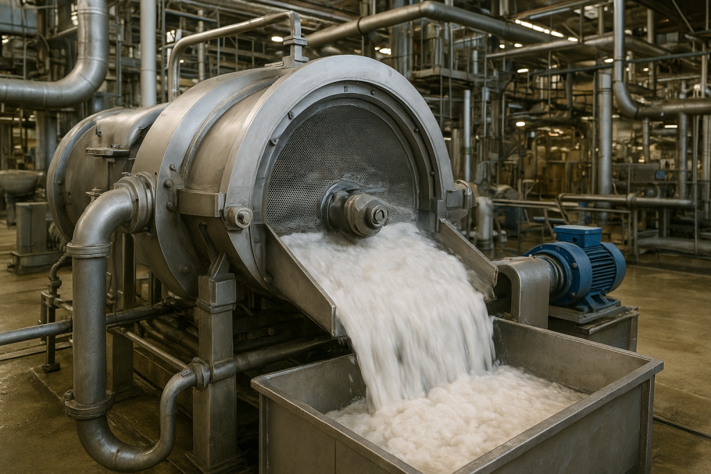 یک پرشر اسکرین در خط تولید کاغذ