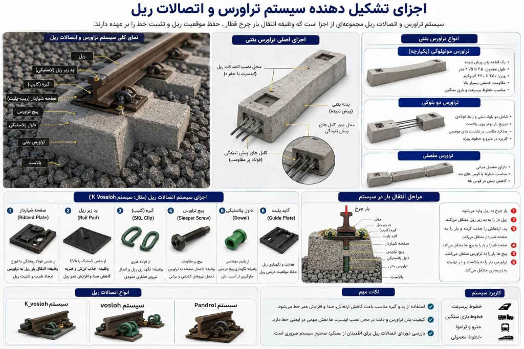 اجزای تشکیل دهنده سیستم تراورس و ریل